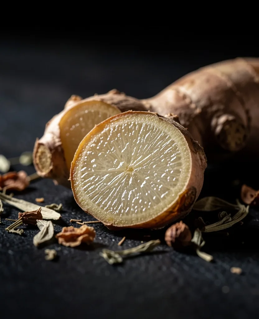 Botanical root cross-section in macro photography