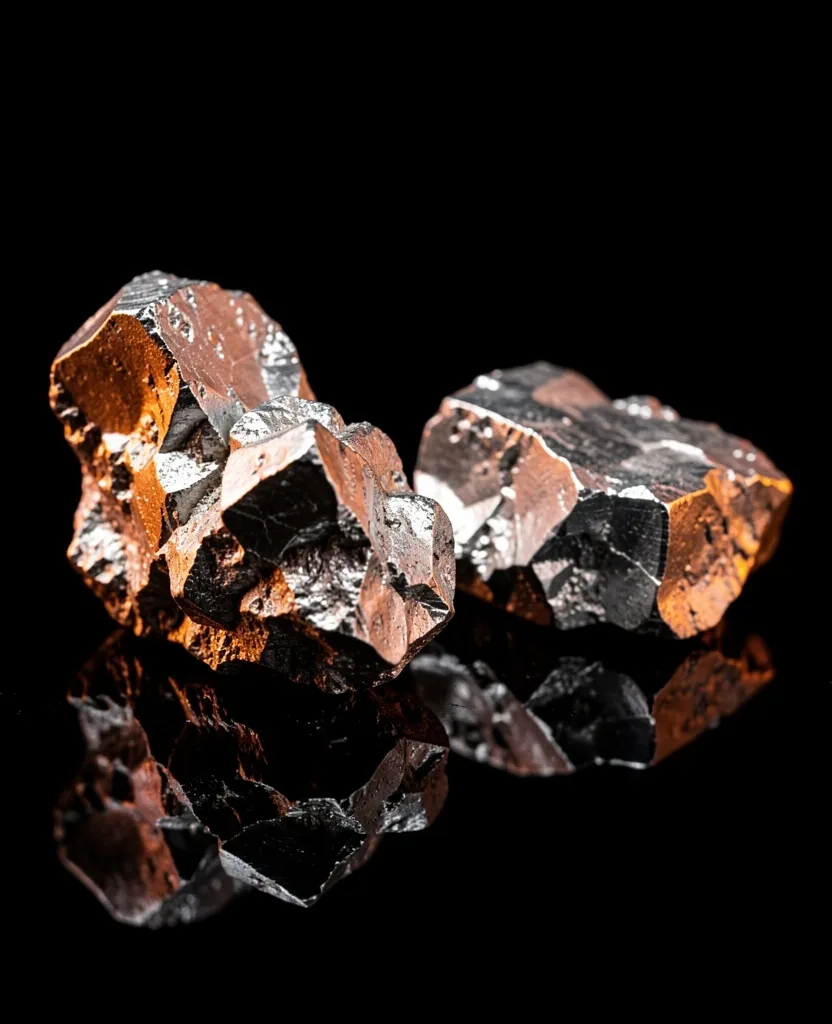 Raw mineral specimens photographed in macro detail