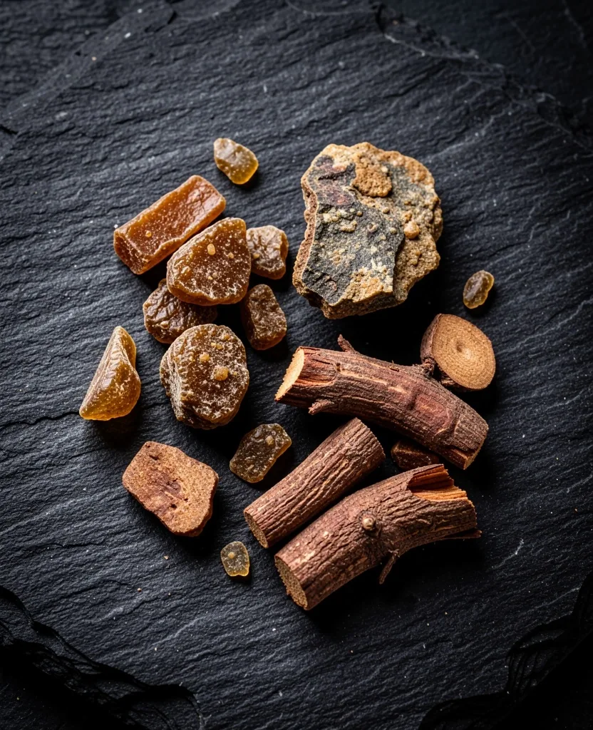 Raw mineral and botanical ingredients used in natural supplements