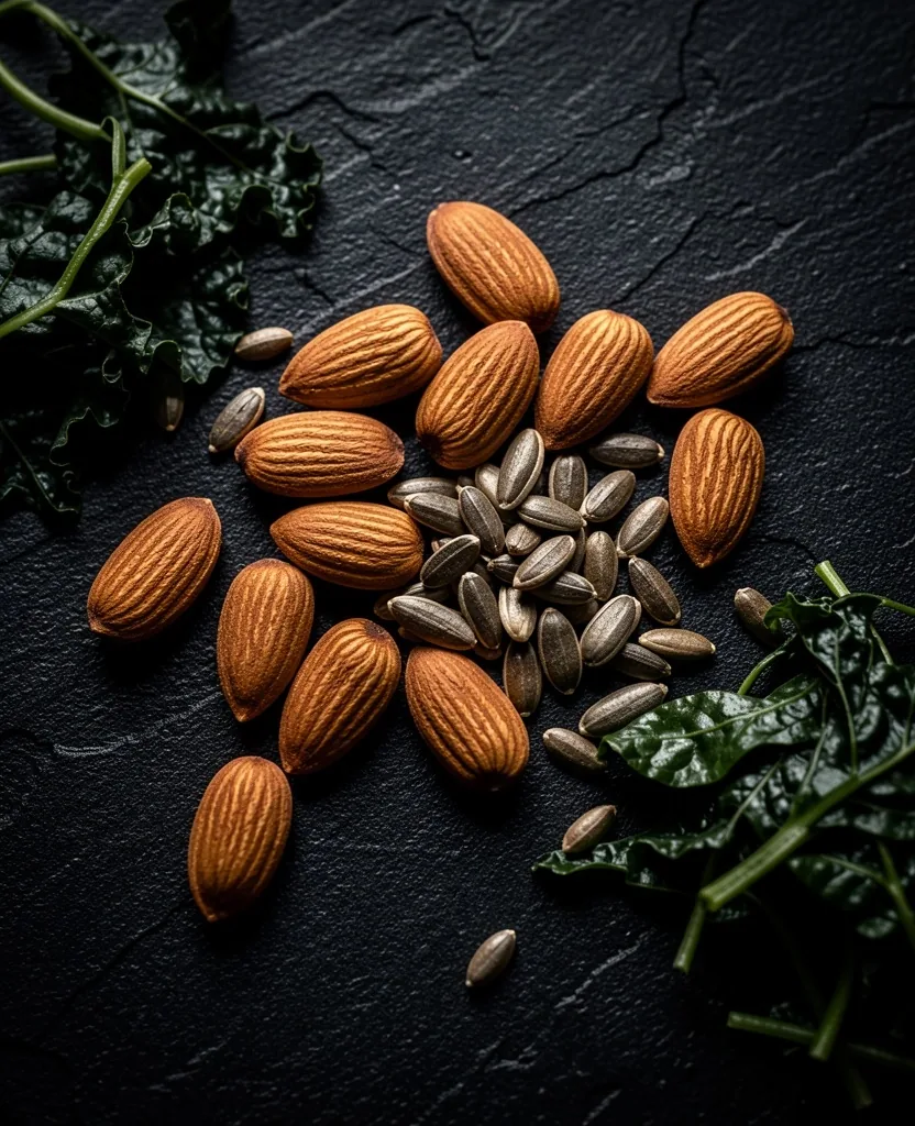 B-complex food sources on dark surface
