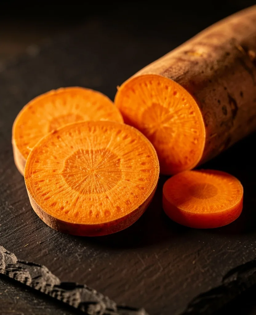 Vitamin A food sources on dark stone